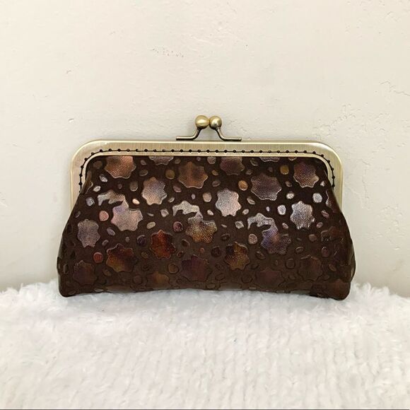 Handmade Vintage style Genuine Embossed Leather Kisslock Mini Clutch/Crossbody - Picture 6 of 15